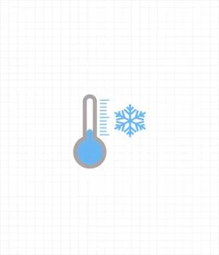 Thermometer vector icon - cold temperature. Weather forecast flat design Stock Illustration
