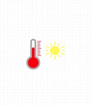 Thermometer vector icon - hot temperature. Weather forecast flat design Stock Illustration