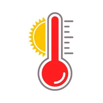 Thermometer vector sun heat temperature icon Illustrazione stock