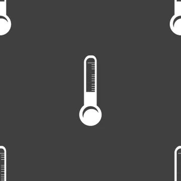 Thermometer. web icon. flat design. Seamless gray pattern. Illustrazione stock