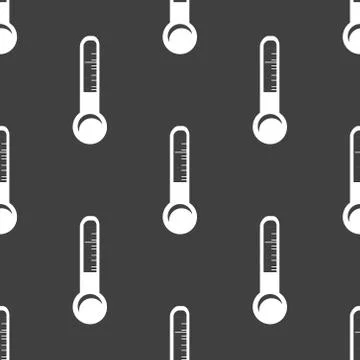 Thermometer. web icon. flat design. Seamless gray pattern. Stock Illustration