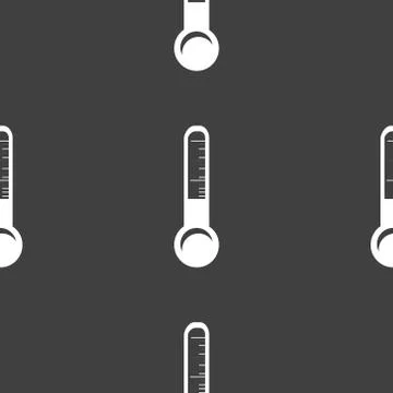 Thermometer. web icon. flat design. Seamless gray pattern. イラスト素材