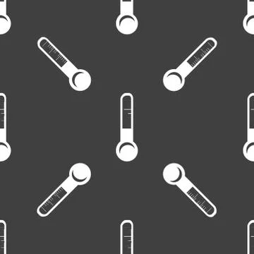Thermometer. web icon. flat design. Seamless gray pattern. Stock Illustration
