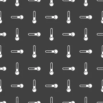 Thermometer. web icon. flat design. Seamless gray pattern. Stock Illustration