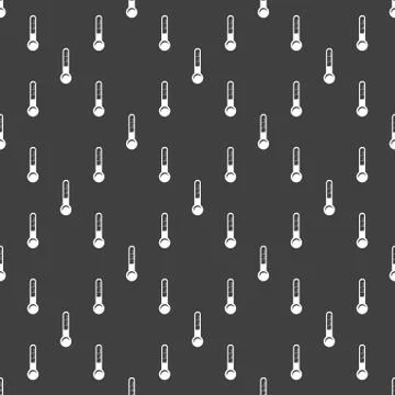 Thermometer. web icon. flat design. Seamless gray pattern. Stock Illustration