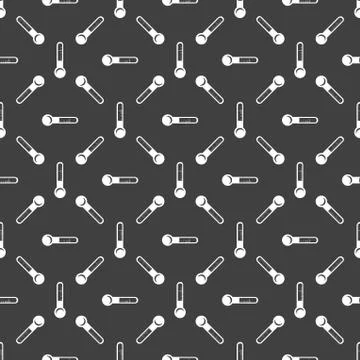 Thermometer. web icon. flat design. Seamless gray pattern. Stock Illustration