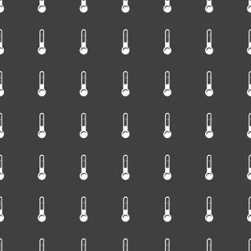 Thermometer. web icon. flat design. Seamless gray pattern. Stock Illustration