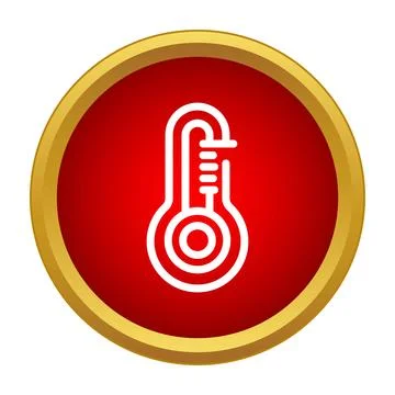 Thermometer white outline icon indicating temperature measurement Stock Illustration