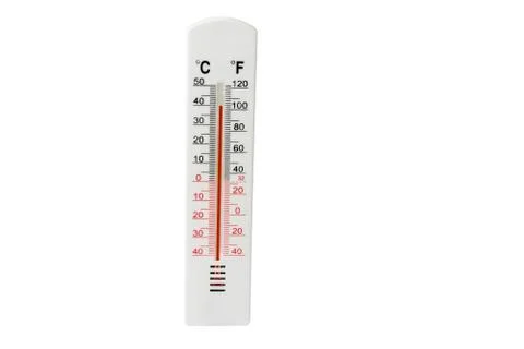 Thermometer on the white. Weather changing concept. Stock Photos