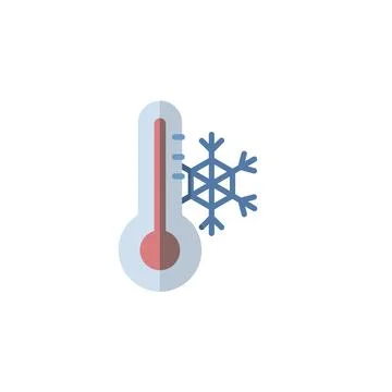 Thermometer. Winter temperature. Flat icon. Isolated weather vector illustrat Stock Illustration