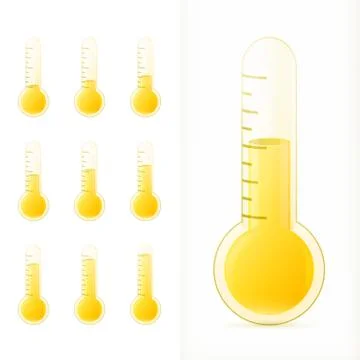 Thermometer yellow set with different states Illustrazione stock