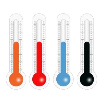 Thermometers in different colors in vector Stock Illustration
