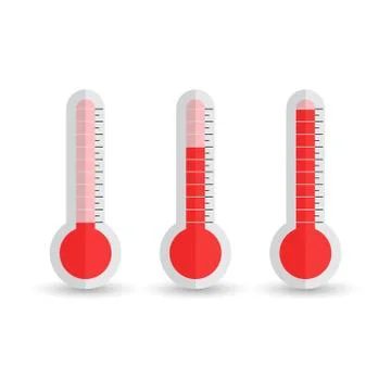 Thermometers icon with different levels. Flat vector illustration isolated on Stock Illustration