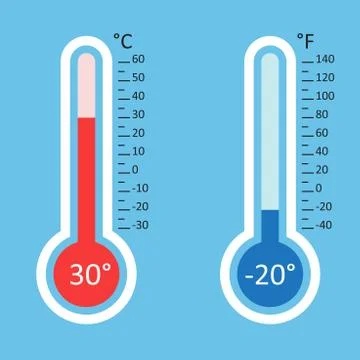 Thermometers icon. Goal flat vector illustration isolated on blue background. Stock Illustration