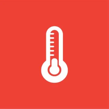 Thermometers Icon On Red Background. Red Flat Style Vector Illustration Stock Illustration