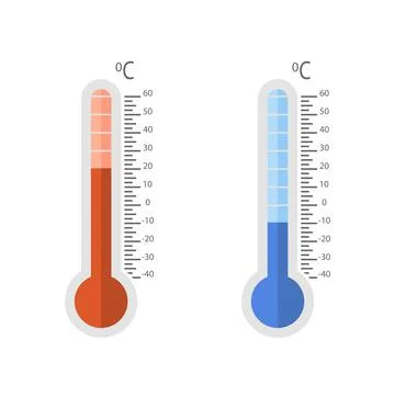 Thermometers set cold and hot on a white background Stock Illustration