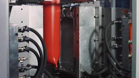 Thermoplastic automatic machine. Production of tank, factory line Stock Footage 274577120