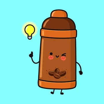 Thermos character with bright idea Stock Illustration