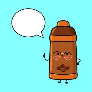 Thermos character with speech bubble Stock Illustration