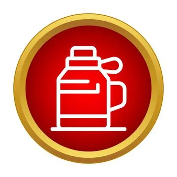 Thermos container with handle icon in red circle Illustration