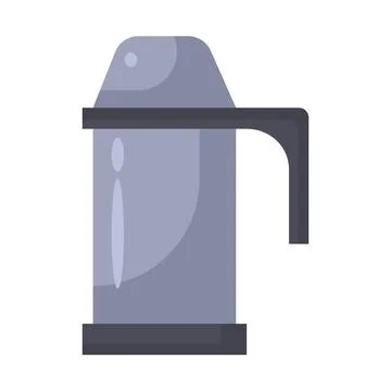 Thermos container isolated white background icon. Thermo drink flask and meta Stock Illustration