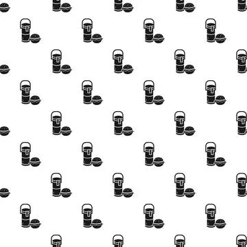 Thermos drink burger lunch pattern seamless Illustrazione stock