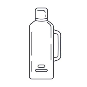 Thermos linear icon isolated on white background Stock Illustration