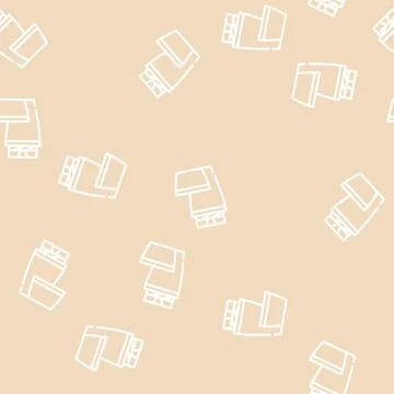 Thermos tool line vector seamless pattern black Stock Illustration