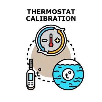 Thermostat calibration process setting temperature parameters Stock Illustration