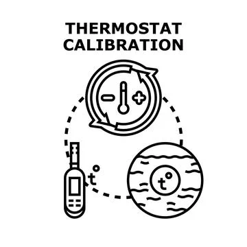 Thermostat calibration process setting temperature parameters Stock Illustration