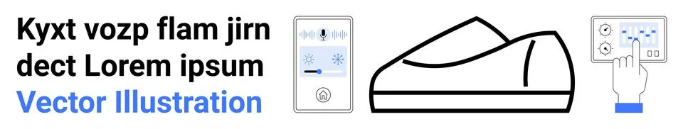 Thermostat display, temperature control switch, smart shoe, and a touchscreen Stock Illustration