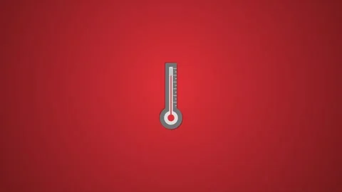 Thermostat icon animation with cartoon flat design style and red background Stock Footage 303874103