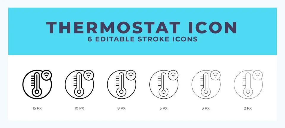 Thermostat line icon. Vector icon symbol. Logo illustration. Editable line .. Stock Illustration