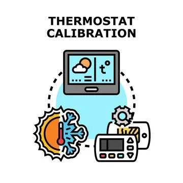Thermostat system calibrating temperature control settings Stock Illustration