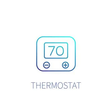 Thermostat vector linear icon on white Stock Illustration