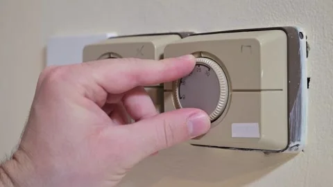 Thermostat on the wall Stock Footage 296922283