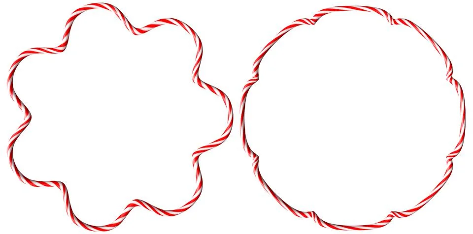 These candy cane frames, shaped like flowers, add a cheerful touch to holiday Stock Illustration
