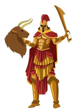 Theseus with minotaur head Stock Illustration