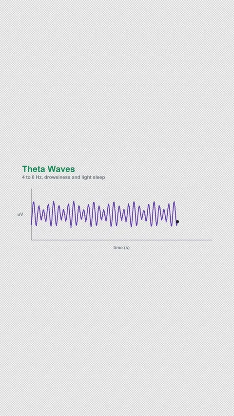 Theta Waves Labeled EEG Brain Wave Alpha 4K Vertical 9x16 Light Vídeo Stock 339494068