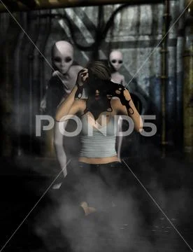 They are here,3d art science fiction for book cover or book illustration Stock Illustration