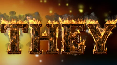 They . burning word on glowing background Stock Footage 42514982