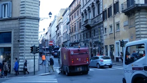 They clean up after the demonstration in Rome Stock Footage 83040438