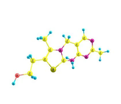 Thiamine (Vitamin B1) molecular structure on white Stock Illustration