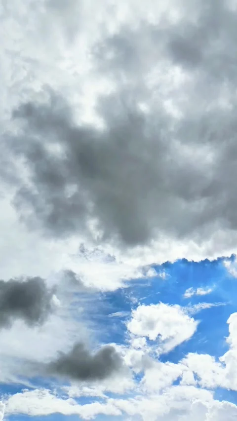 Thick and dark clouds move in the wind and begin to cover the bright white .. Stock Footage 323418895