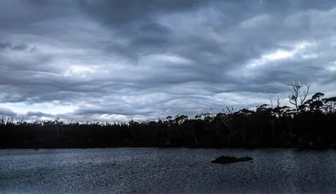 A thick and distinct layer of clouds in Tasmania Stock Photos
