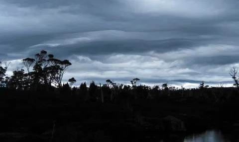 A thick and distinct layer of clouds in Tasmania Stock Photos