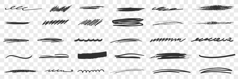Thick and thin Scribbles lines drawings doodle set Stock Illustration