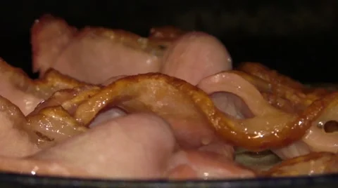 Thick Bacon Grilling Stock Footage 46688380