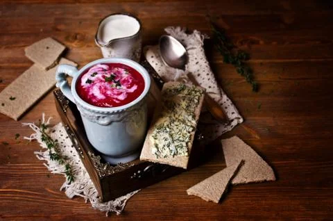 The thick beet soup Stock Photos
