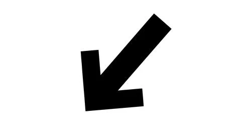 A thick black arrow pointing downwards and to the left Stock Illustration